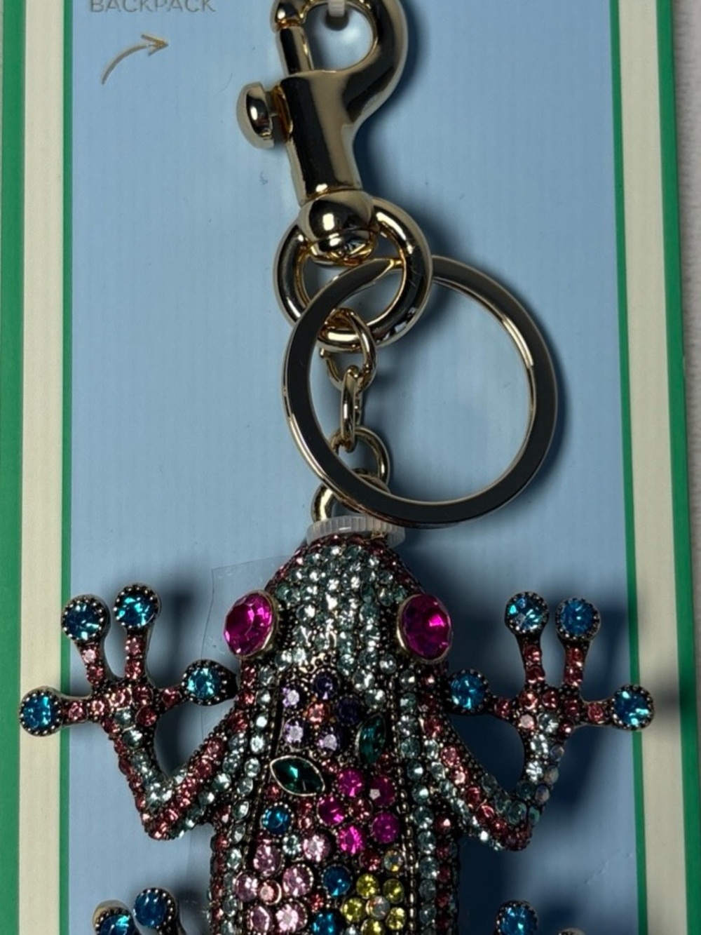 PIPER K Crystal Frog Bag Charm Colorful Keychain Unique Rare NEW